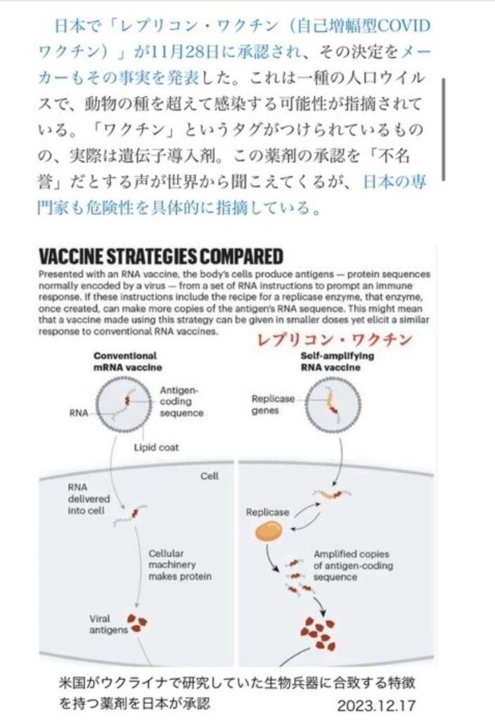 レプリコンワクチンの追加報告